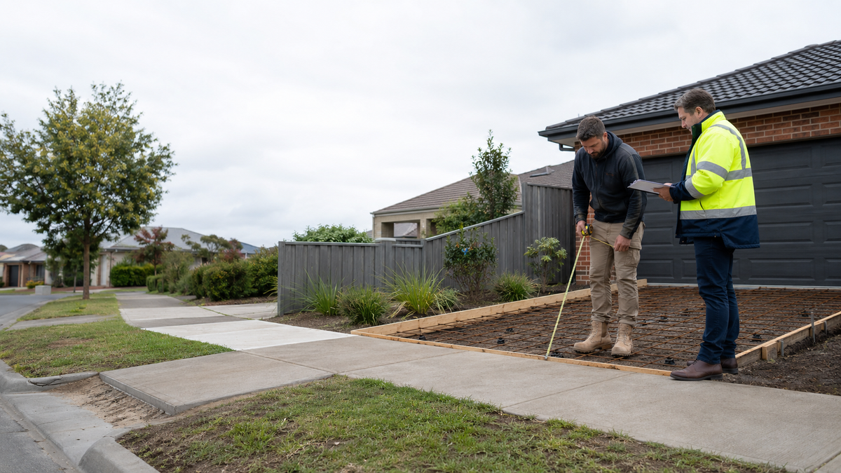 Melbourne City Council permit officers inspecting a driveway extension to include footpath