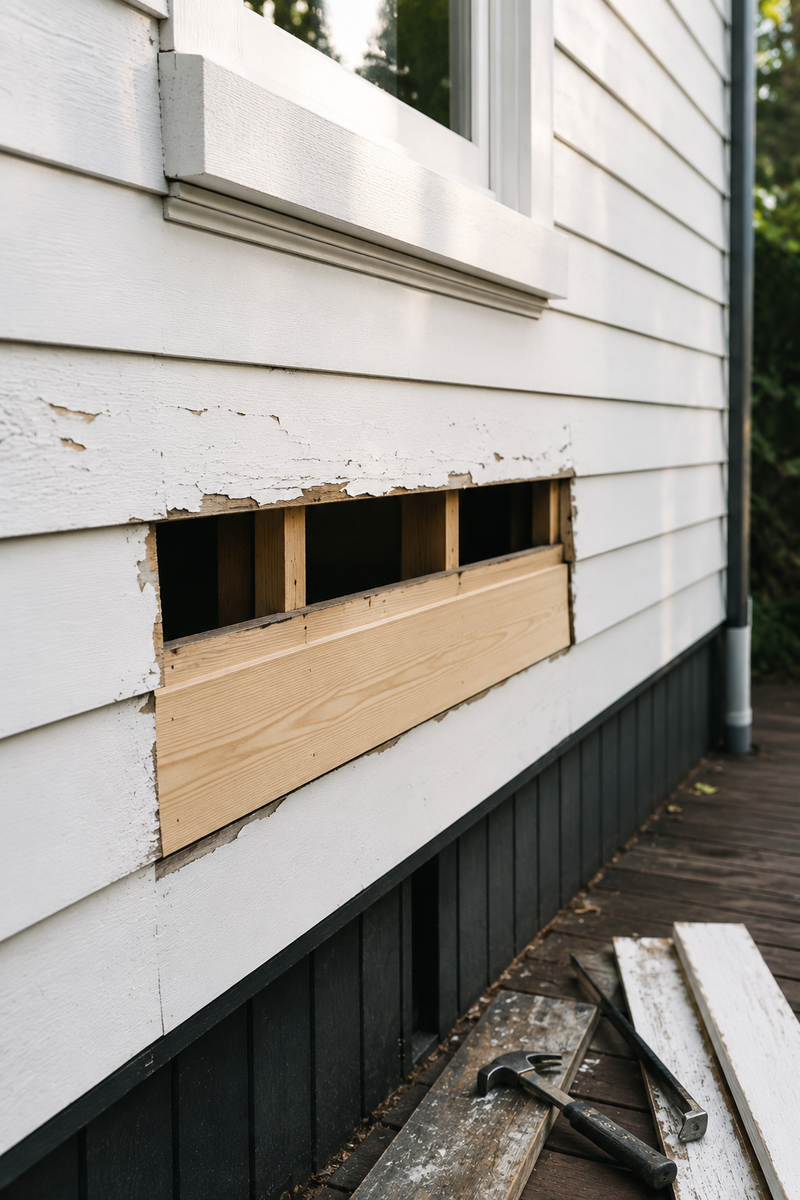 Weatherboard requiring replacement at a home in Melbourne