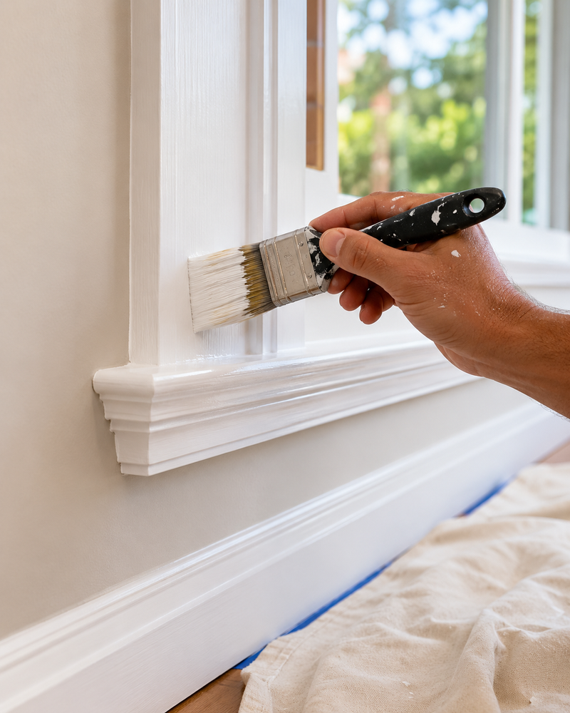 Interior wall being professionally painted in a Melbourne home