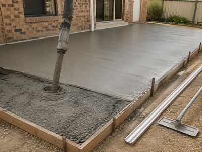 Concrete driveway being poured and professionally finished in Melbourne