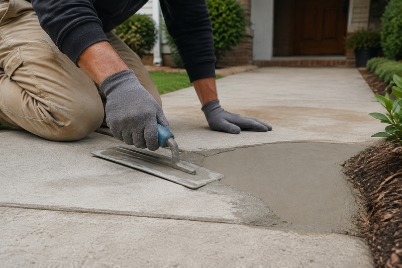 Concrete repair work to damaged residential concrete